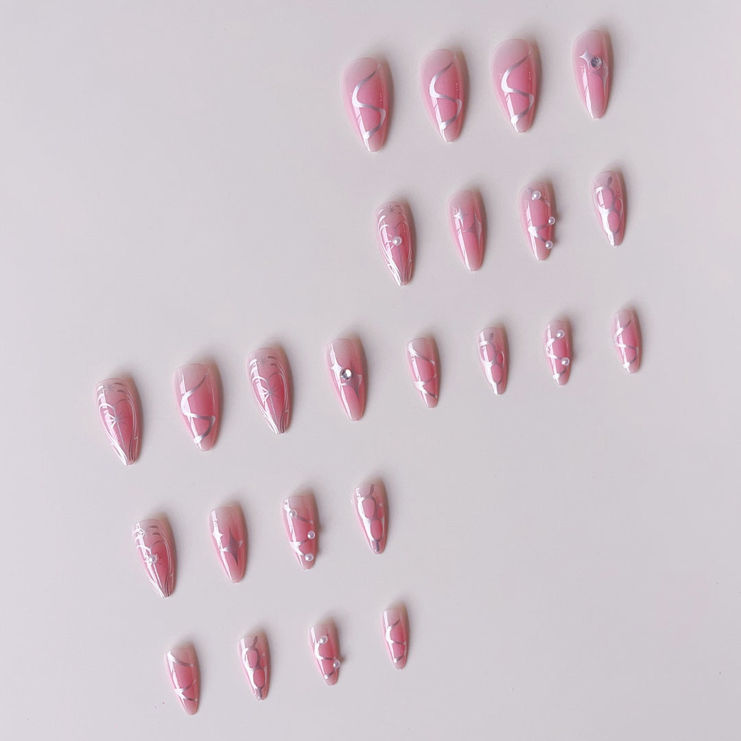 Acrylic Nail Set with Elegant 3D Design and Glamorous Accents Kalsten