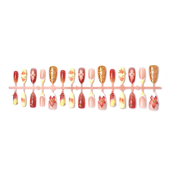 Artistic Floral Hand-Painted Press-On Nail Art Set Kalsten