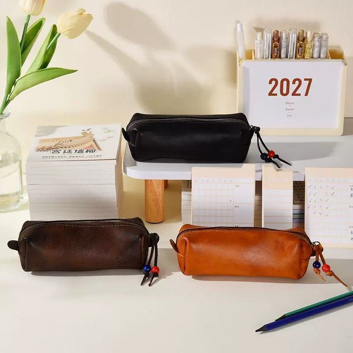 Leather Zippered Pencil Case