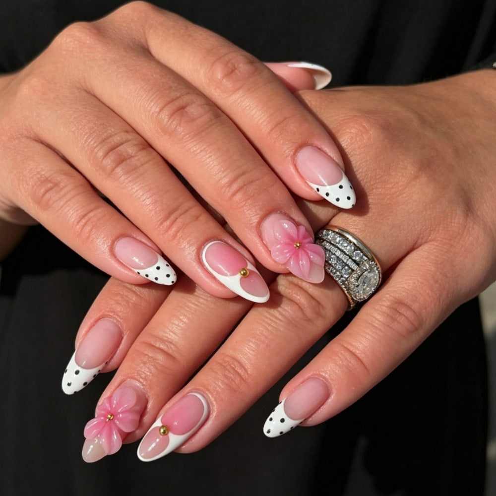 Decorative Floral Gel Nail Tips