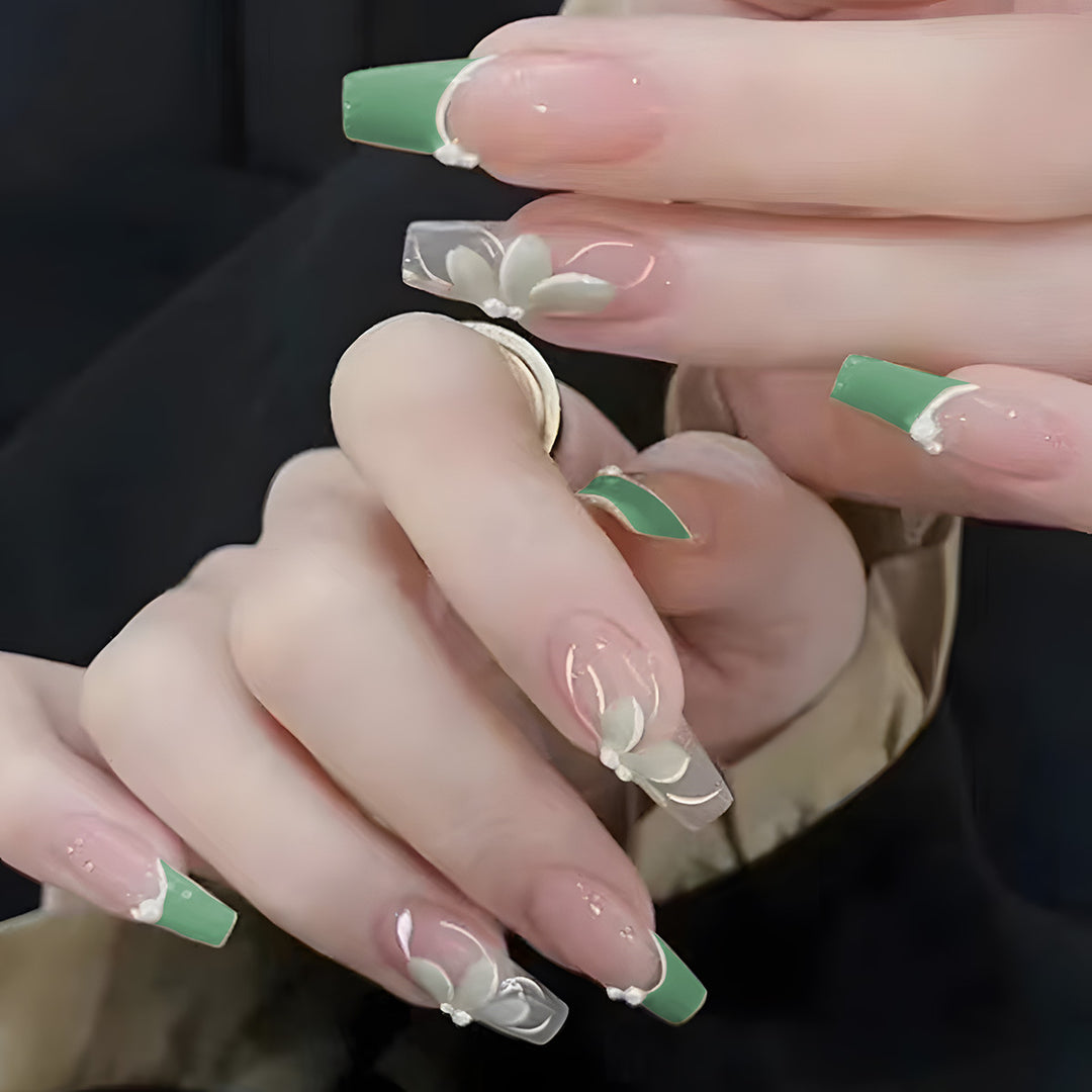 Floral-Design Acrylic Press-On Nails Kalsten