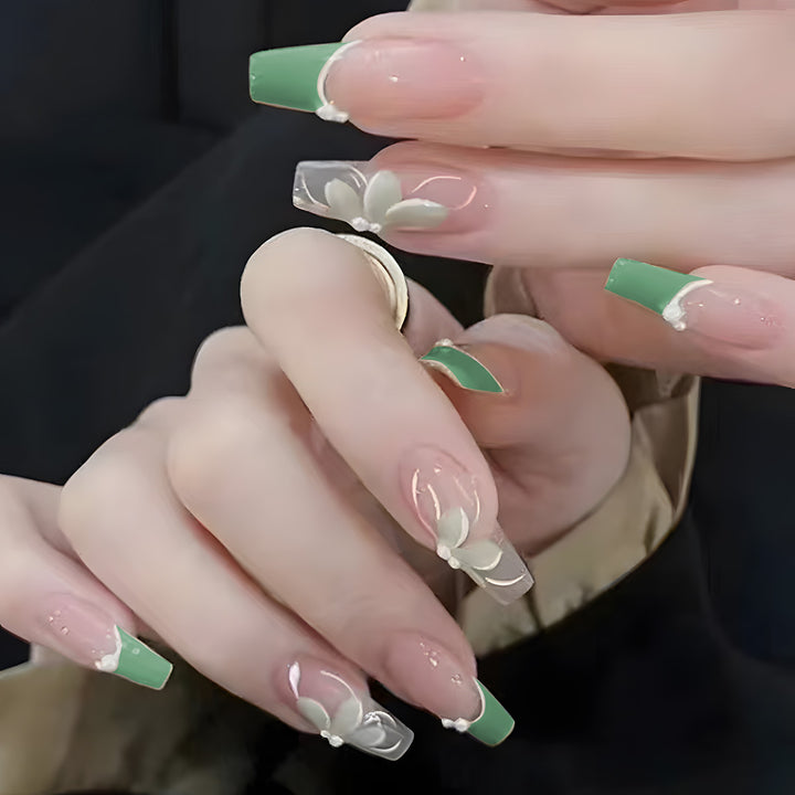 Floral-Design Acrylic Press-On Nails Kalsten