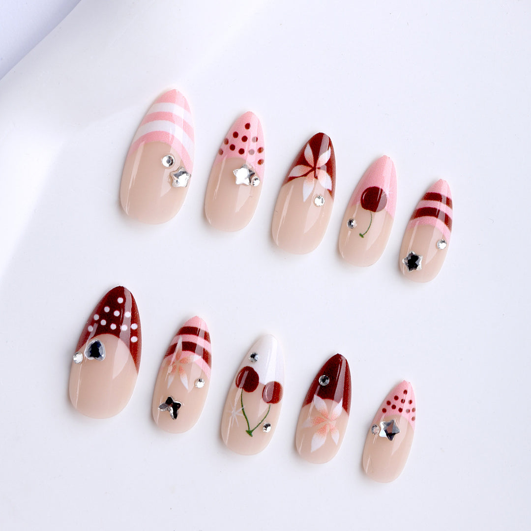 Artificial nails with creative fruit and flower designs Kalsten