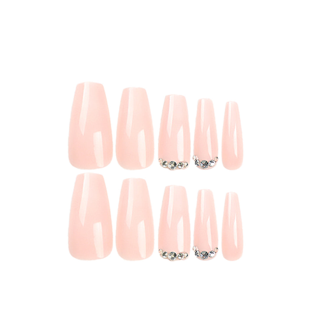 Artful Nail Extensions with Elegant Ombre Design and Rhinestone Accents Kalsten