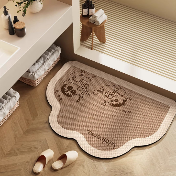 Playful Cartoon Character Bath Mat