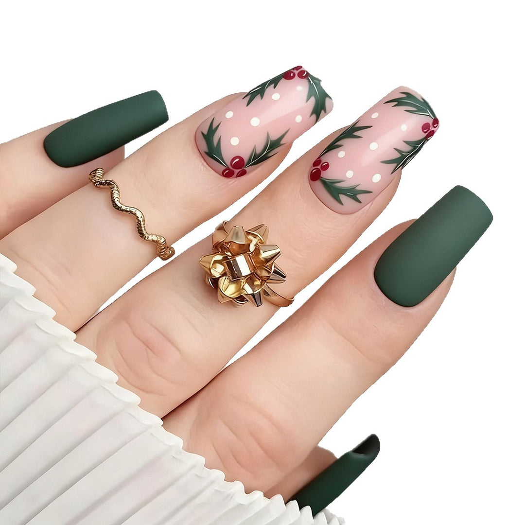Elegant Artificial Nails with Christmas Design Kalsten