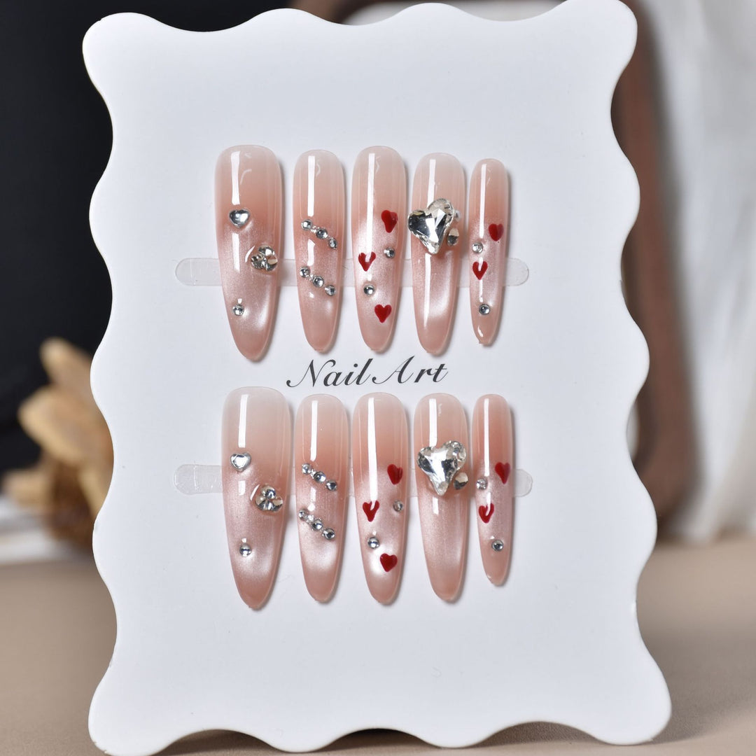 Glamorous Crystal-Embellished Press-On Nails Kalsten