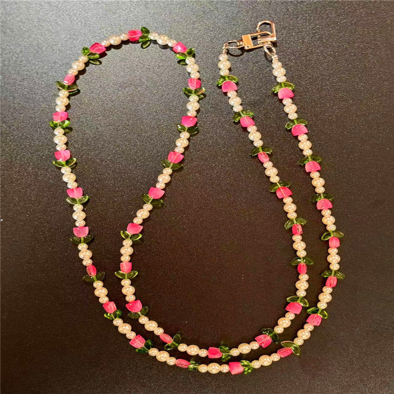 Elegant Pearl and Floral Beaded Necklace Kalsten