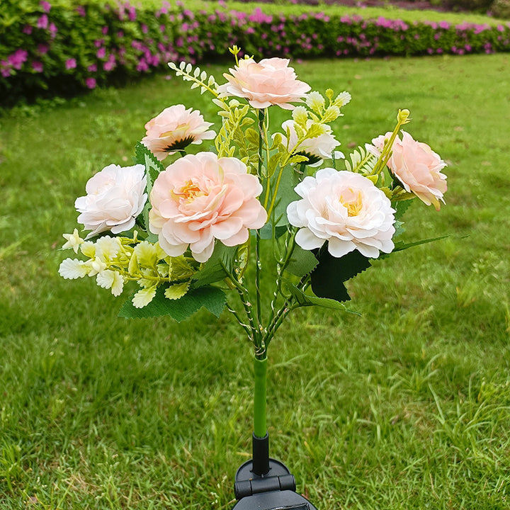 Solar-Powered Realistic Peony Garden Stake With Integrated Warm LED And Weatherproof Base Kalsten