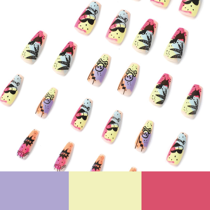 Creative artificial nails with colorful designs Kalsten