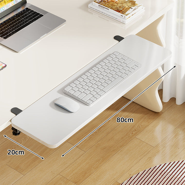 Under-Desk Bamboo Slide-Out Work Surface Clamp-Mounted Keyboard & Mouse Platform