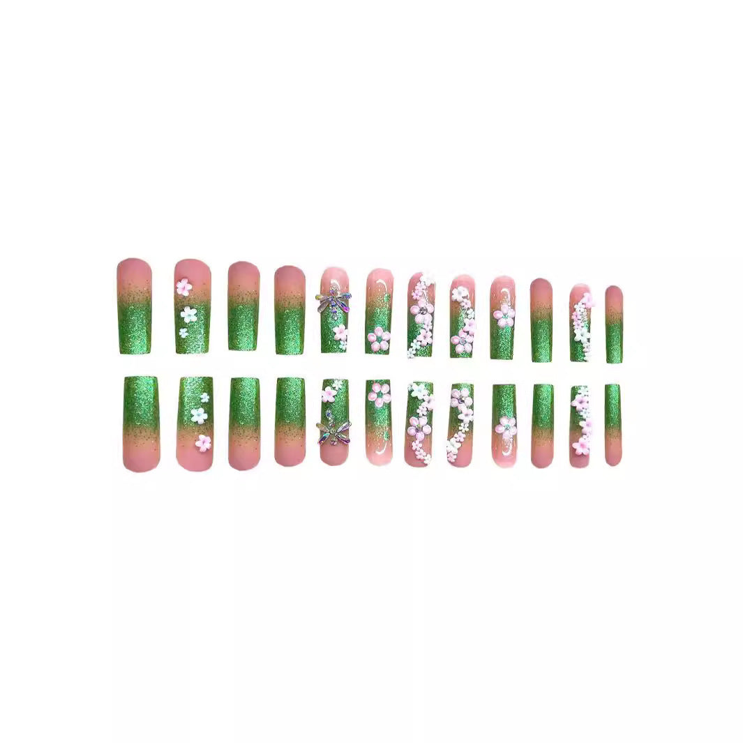 Floral Decorated Press-On Nail Set Kalsten