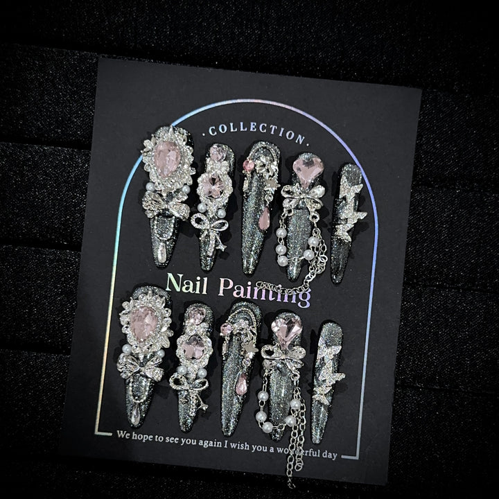 Glamorous Bejeweled Press-On Nail Set