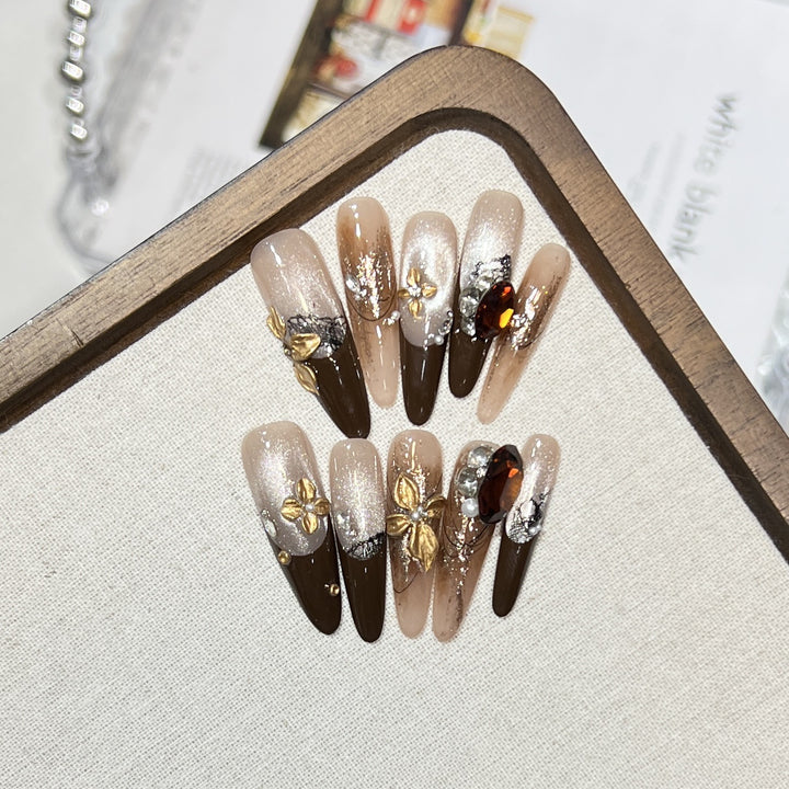 Elegant Stiletto Press-On Nail Set with Glamorous Embellishments Kalsten