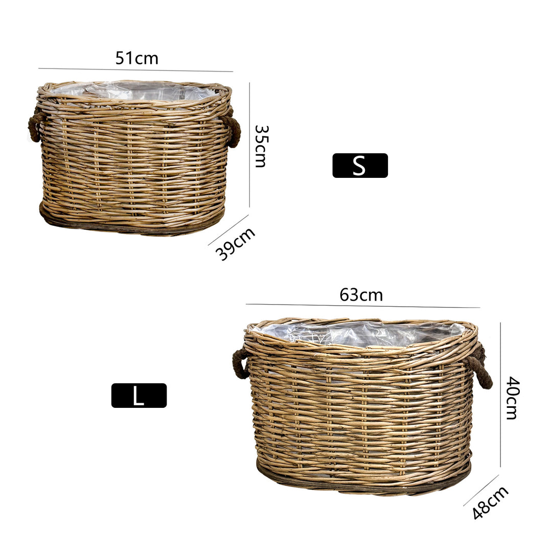 Rustic laundry basket with decorative handles Kalsten