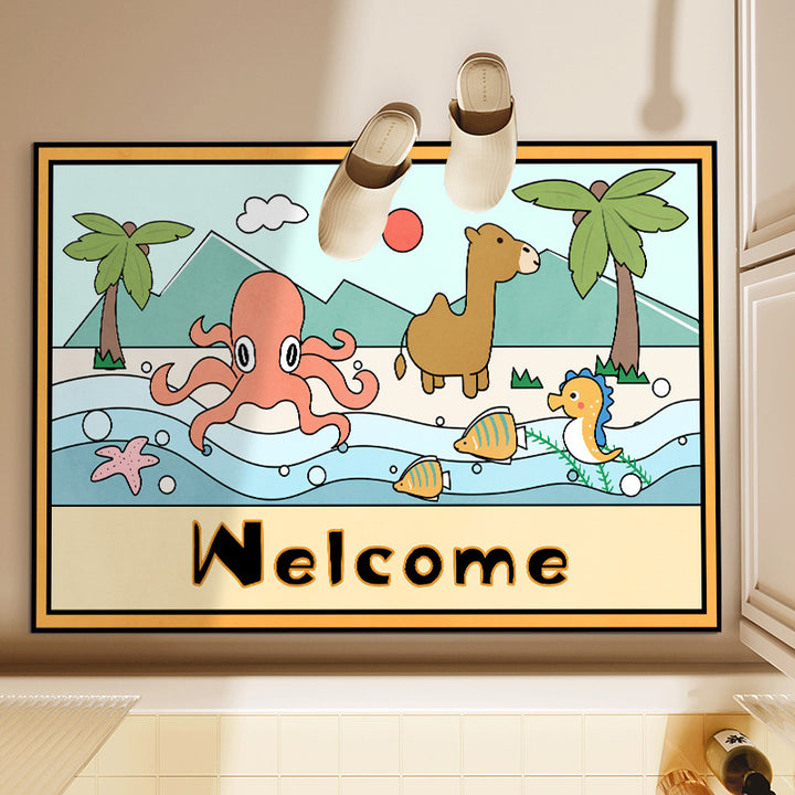 Playful Animal-Themed Decorative Bath Mat