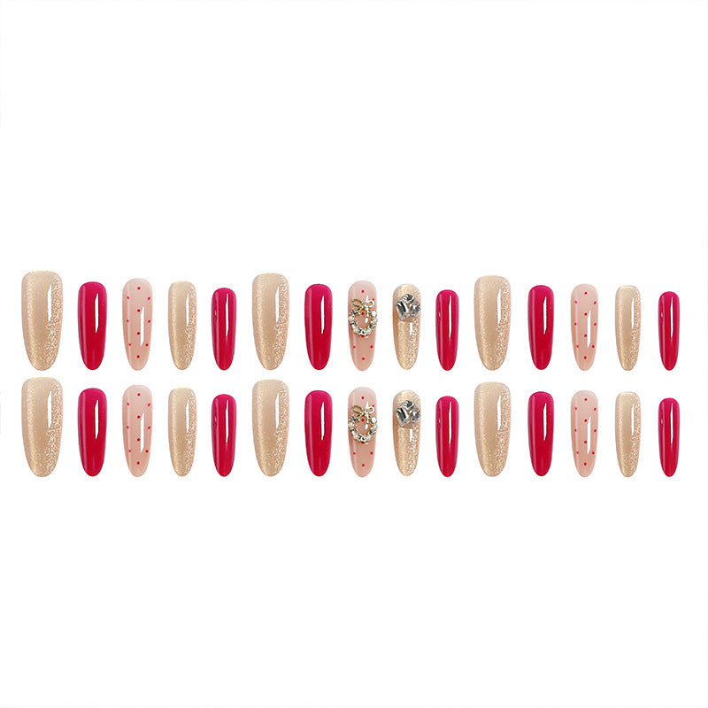 Artificial nail set with sparkling crystal accents and elegant color gradients Kalsten