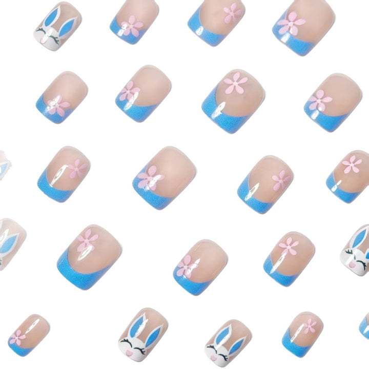 Creative nail art with cheerful bunny and flower pattern Kalsten