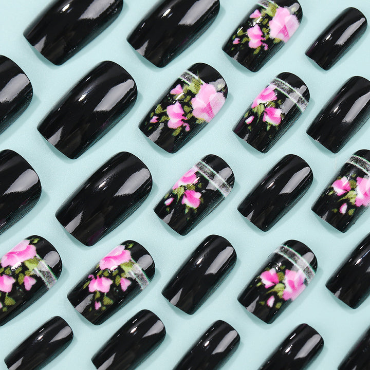 Artificial Nail Set with Elegant Rose Design Kalsten