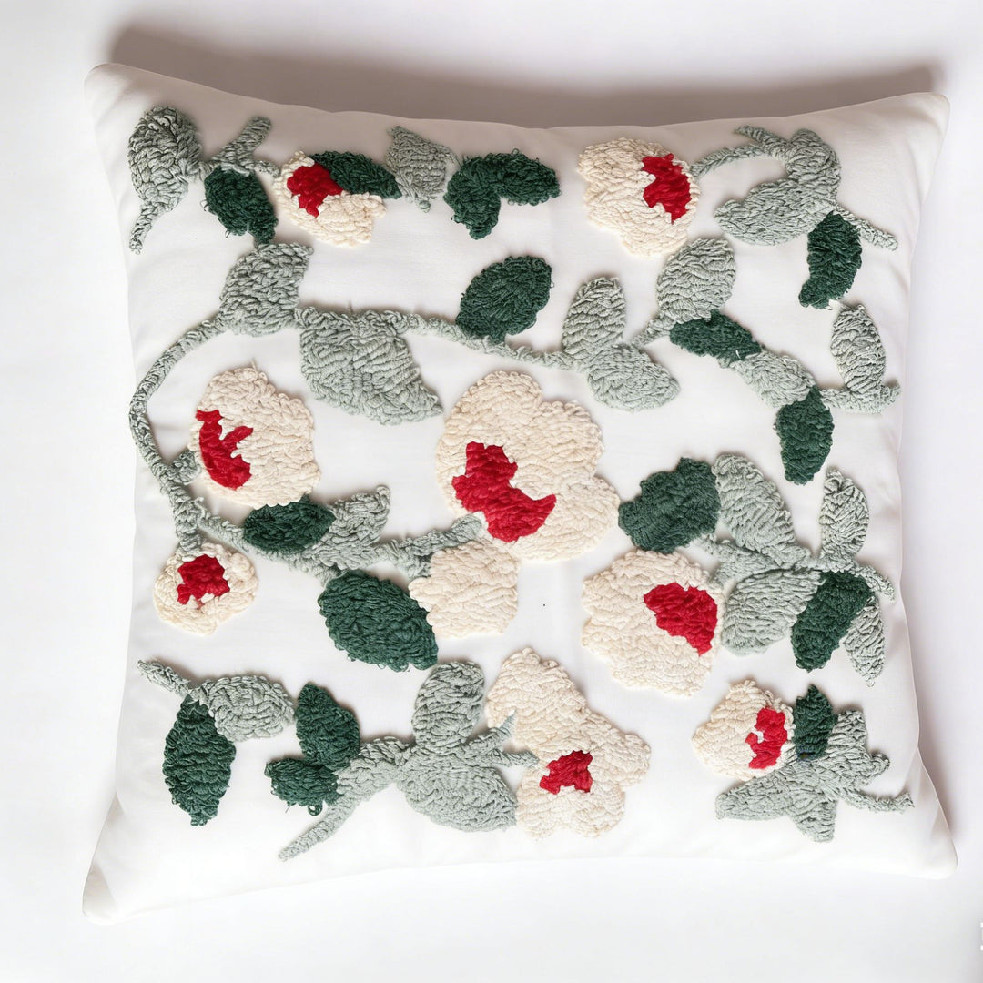 Floral Embroidered Cushion