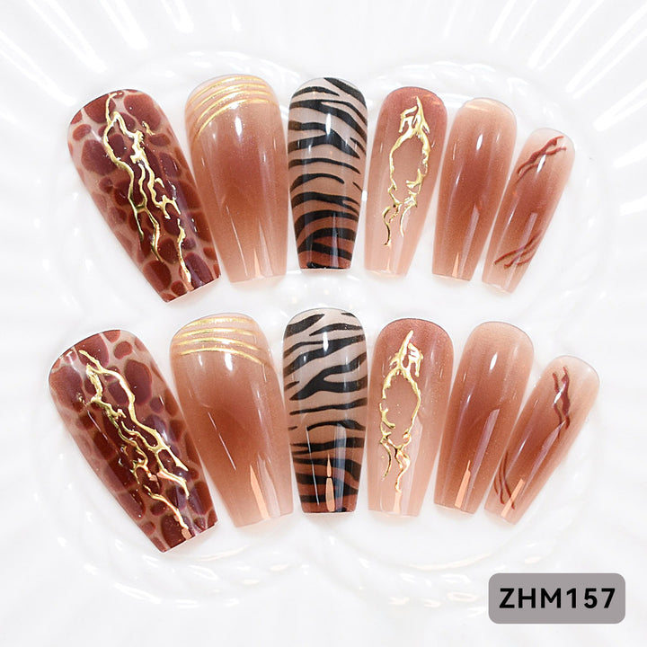 Artistic Press-On Nail Set with Cherry Blossom Design Kalsten