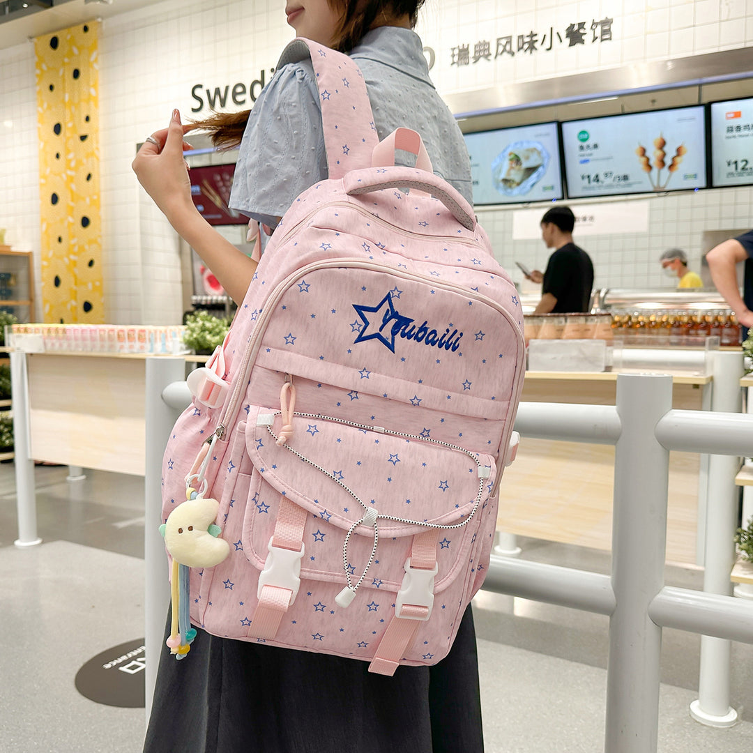 Star-Embellished Casual School Backpack Kalsten