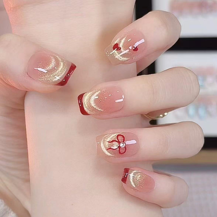 Artistic Heart-Themed Press-On Nail Art Kalsten