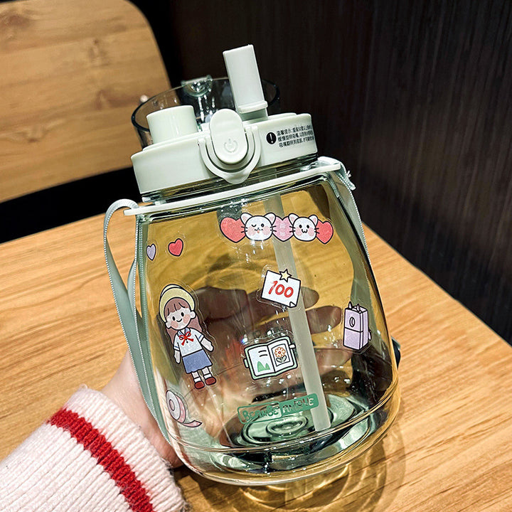Women Glass Drinking Bottle with Secure Lid Kalsten