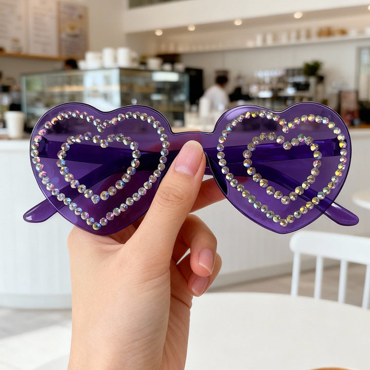 Rhinestone-Embellished Heart-Shaped Sunglasses Kalsten 1787141238