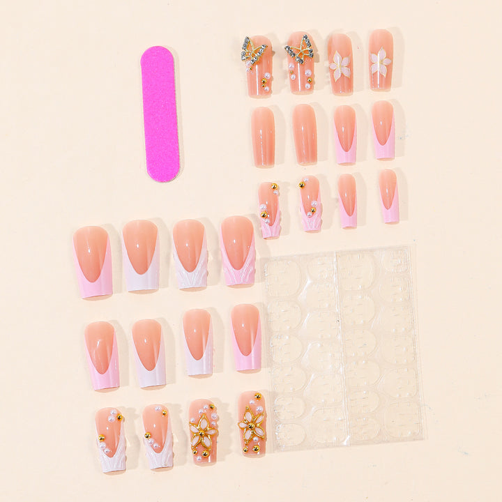 Floral Ornamented Acrylic Nail Art Extensions Kalsten