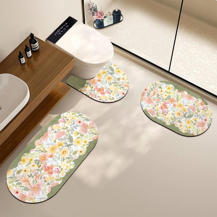 Decorative Floral Bath Mat Set