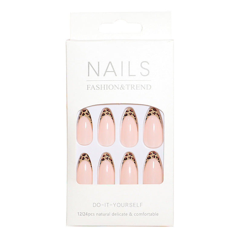Elegant Leopard-Trimmed Press-On Nails Kalsten