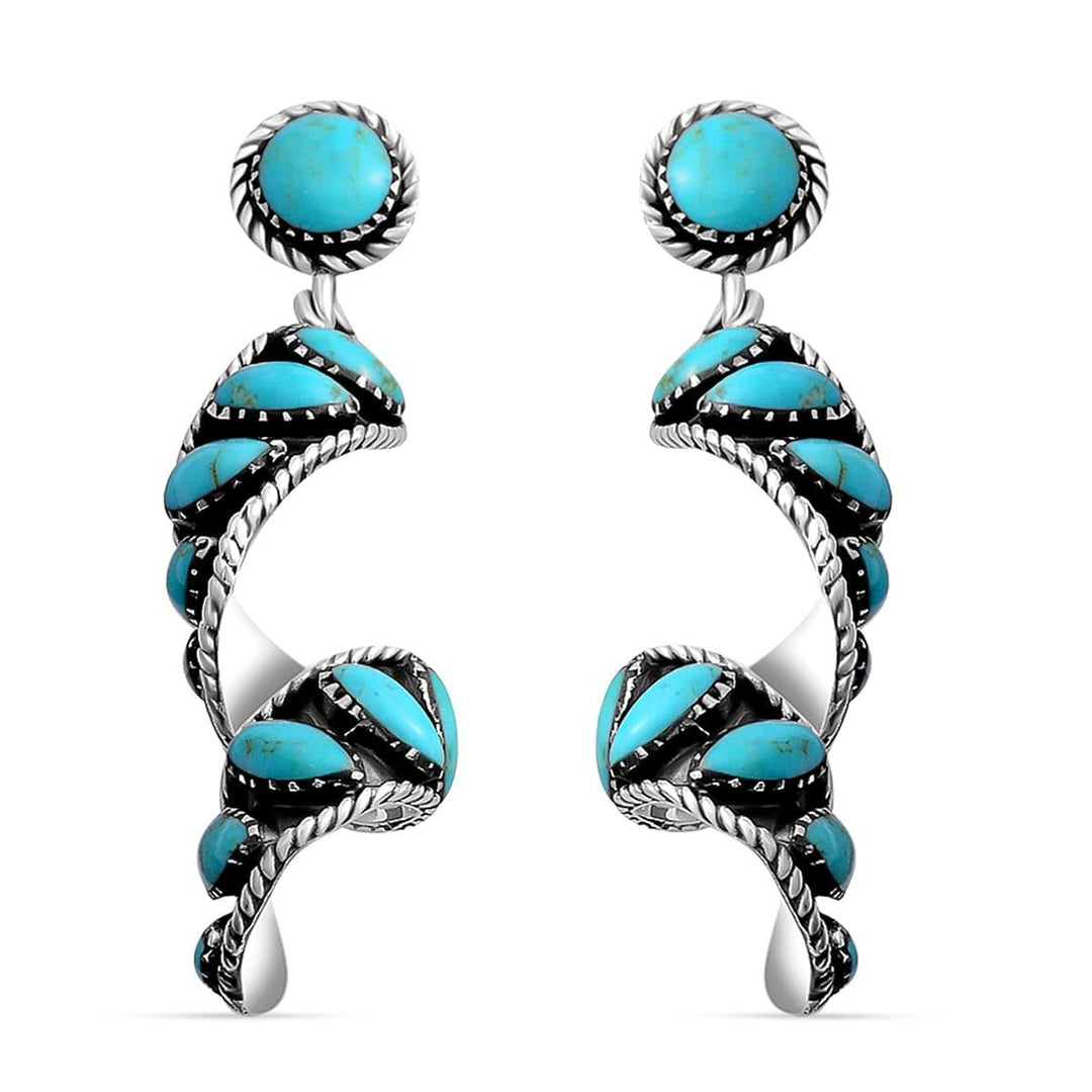Turquoise-Embellished Statet Drop Earrings Kalsten