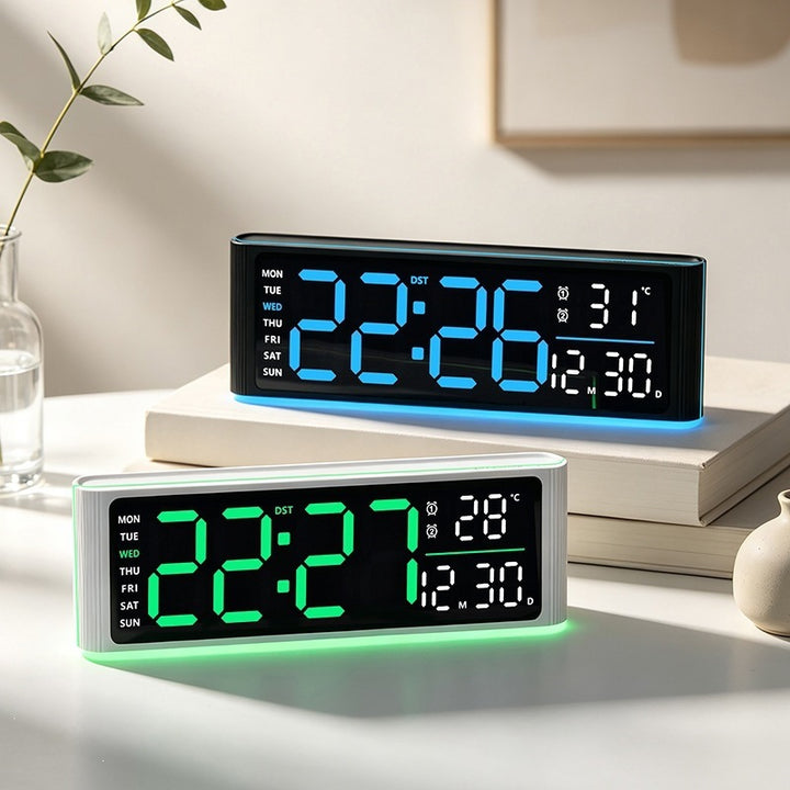 Digital LED alarm clock with temperature and day of week display Kalsten