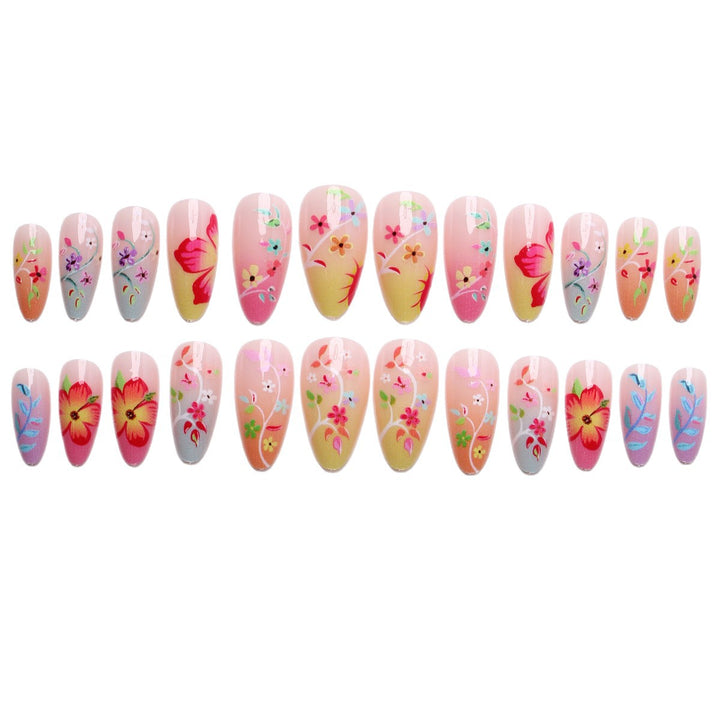 Artifical nail set with floral design and colorful variety Kalsten