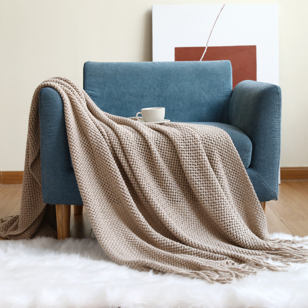 Woven Textured Knit Throw Blanket