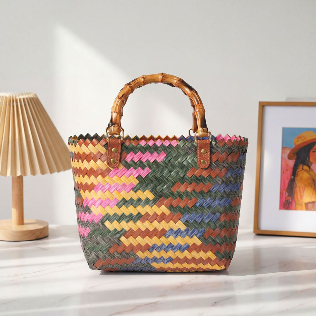 Handy basket bag with colorful design Kalsten
