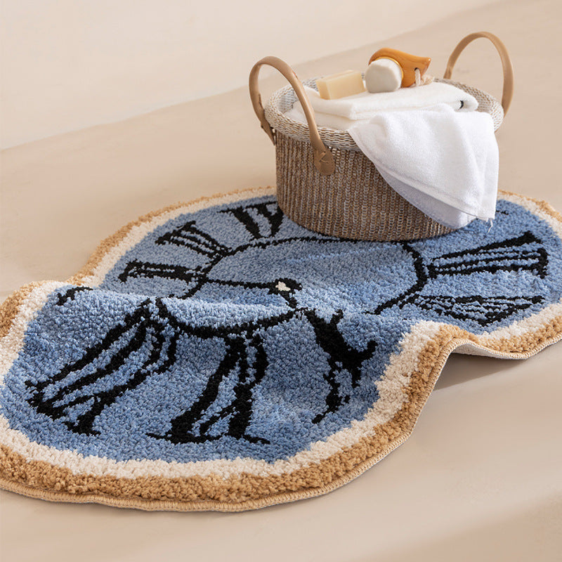 Decorative hand-tufted rug mat in organic clock shape Kalsten