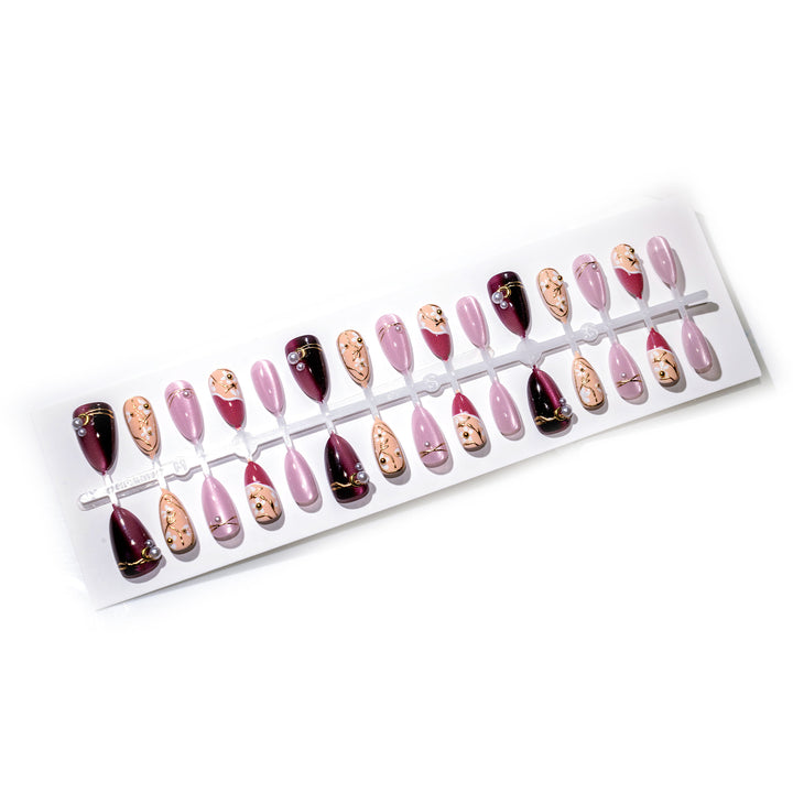 Elegant Decorative Press-On Nail Art Set 1790738758