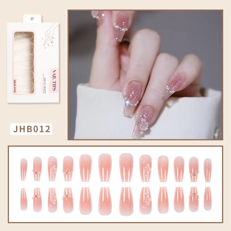 Decorative Press-On Nail Set with Rhinestone Accents Kalsten