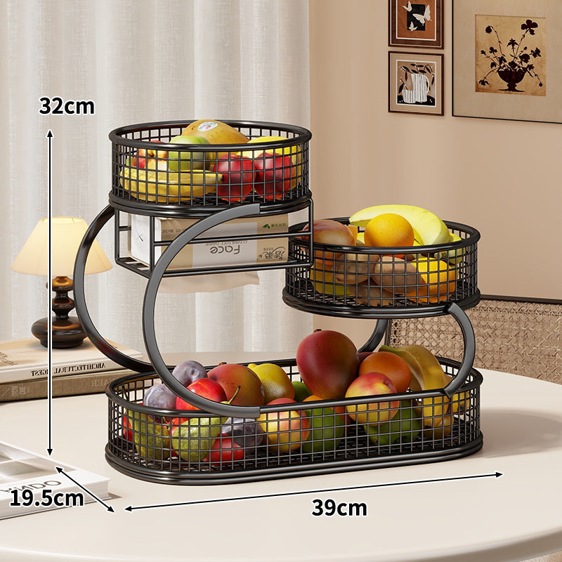 Three-Tier Metal Mesh Countertop Fruit & Produce Display Stand