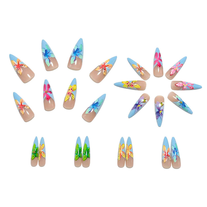 Artificial nails with colorful 3D flower designs Kalsten