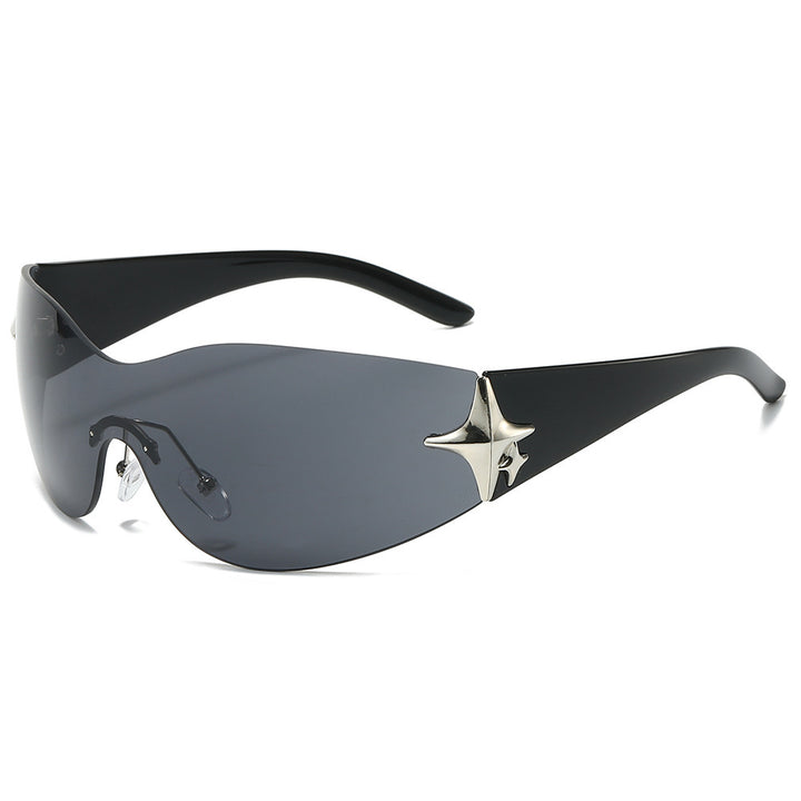 Futuristic Shield Sunglasses with Metallic Accents Kalsten