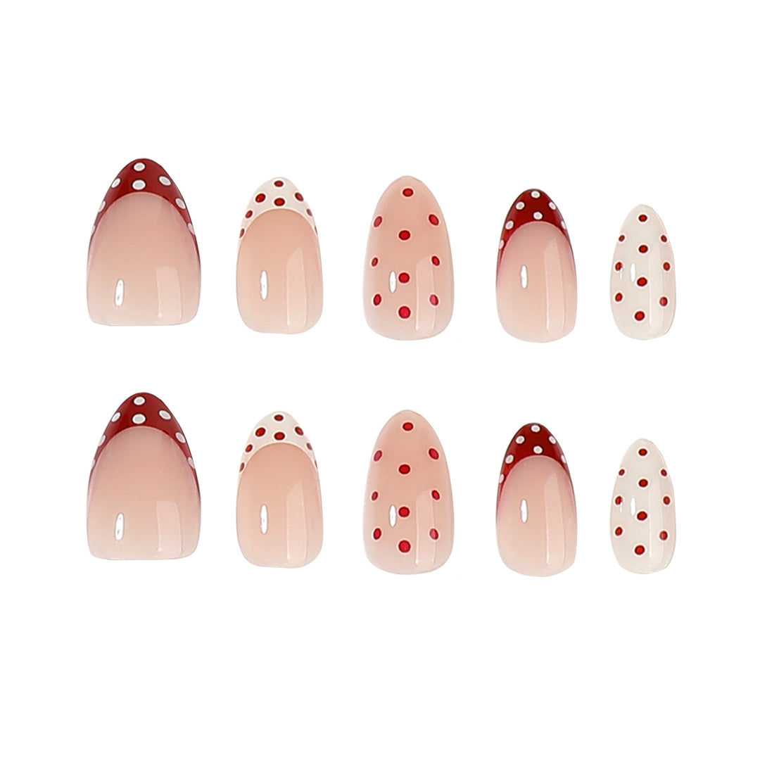 Artful stiletto nails with cute dots and accentuated color gradients Kalsten