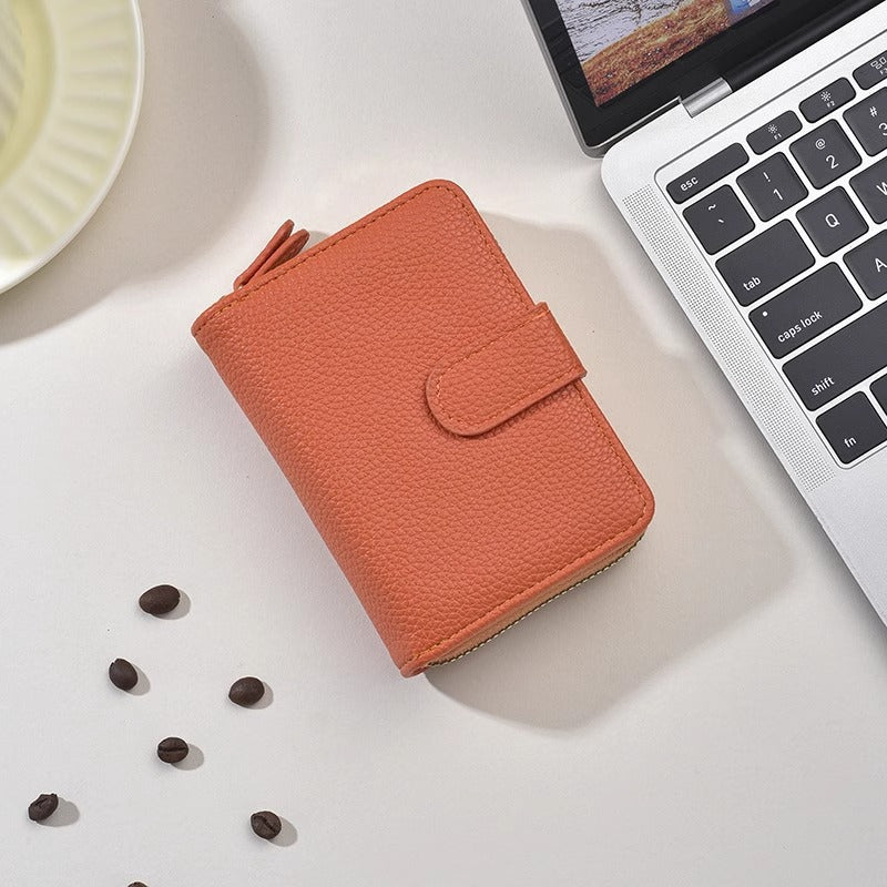 Textured Leather Zippered Card Organizer Kalsten