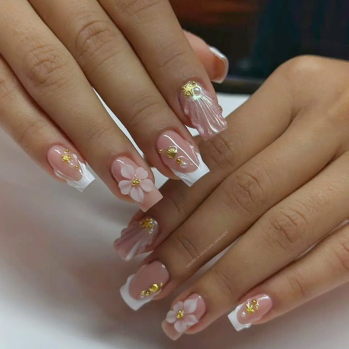 Artistic Floral Acrylic Nail Art Kalsten