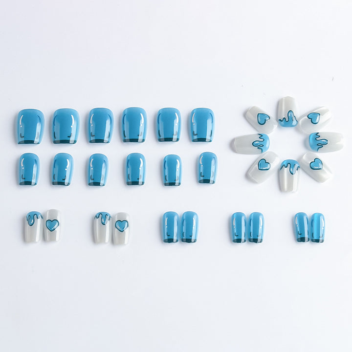 Artistic Press-On Nail Set with Heart Designs Kalsten