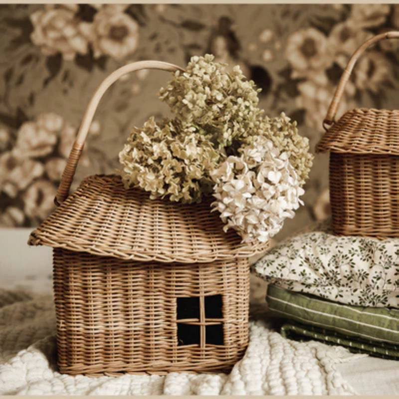 Charming Cottage-Shaped Woven Storage Basket Kalsten