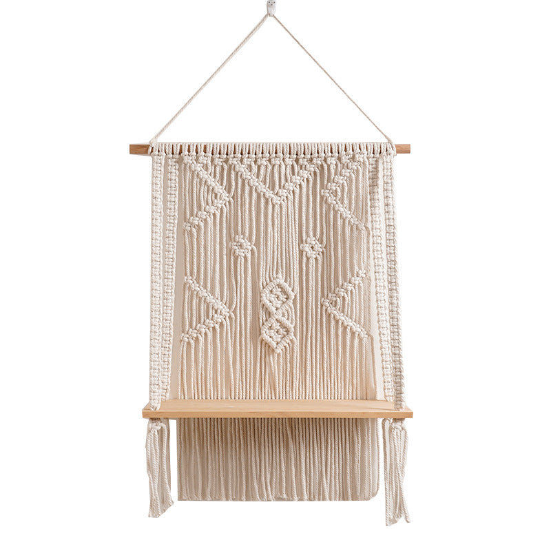 Macrame Wall Hanging Organizer with Shelf Kalsten