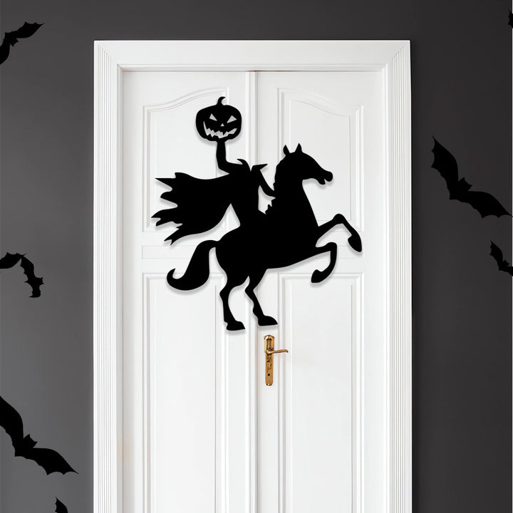 Large-format self-adhesive wall sticker spooky zombie with pumpkin silhouette